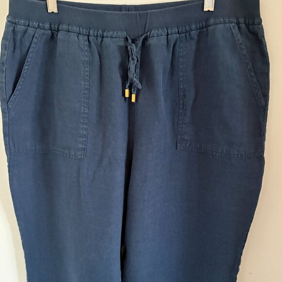 Ellen Tracy Linen Pants Women Drawstring Waist Slim Fit Lounge Trousers Size L - Picture 4 of 4